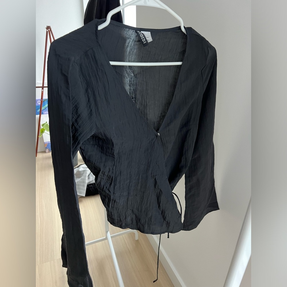 Black silky blouse